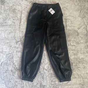 Never worn black leather! High waisted